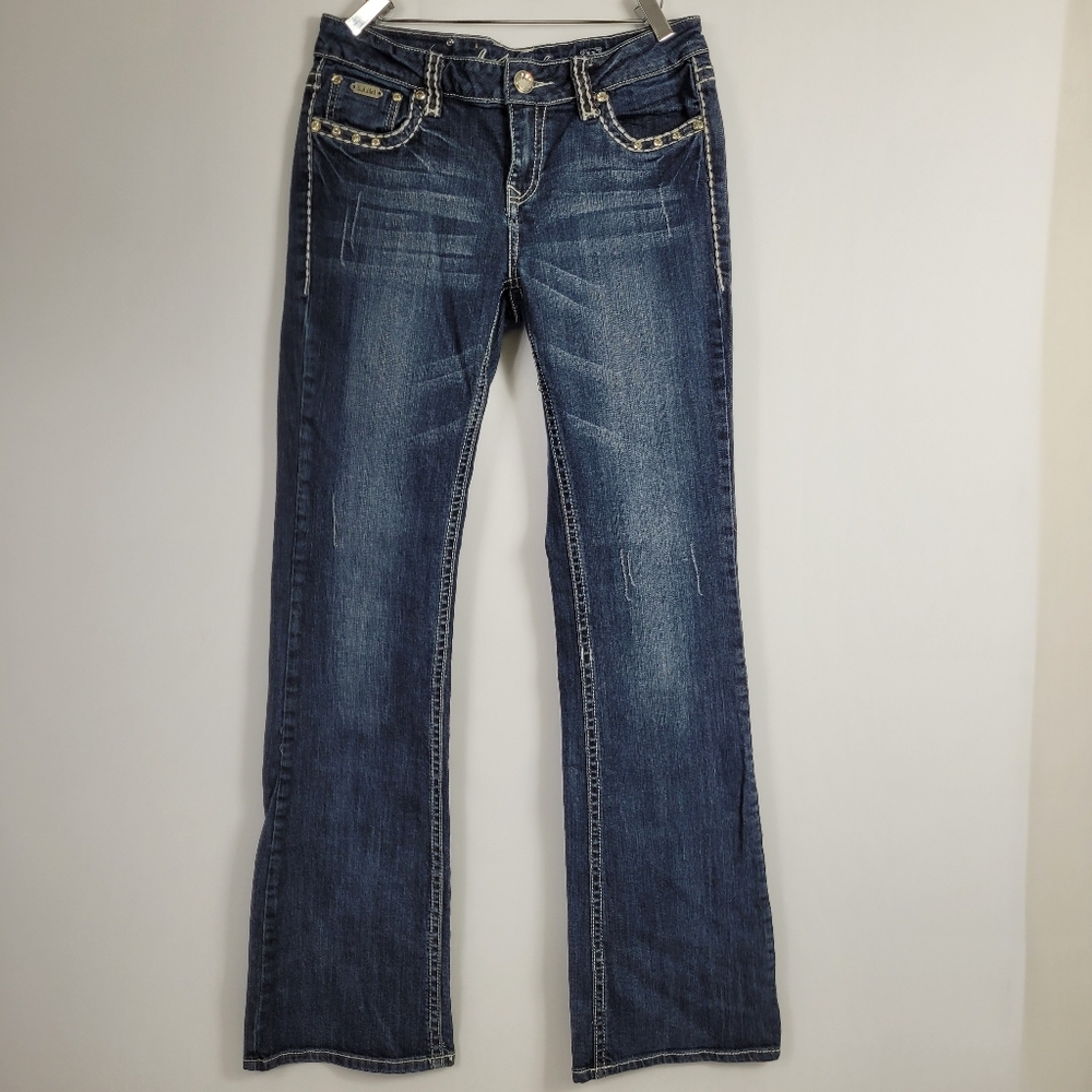 LA Idol Rhinestone Eembroidered Bling Jeans Size 11